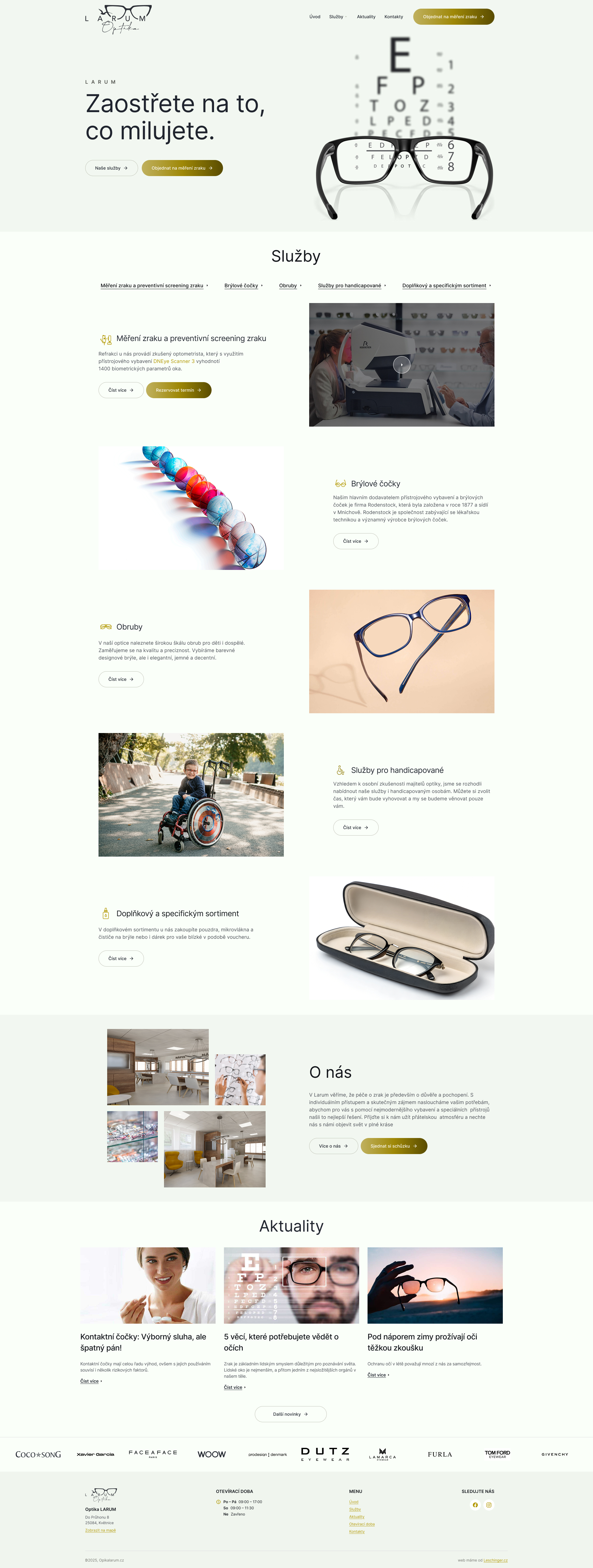 Optika Larum–WordPress šablona na míru, programátor, ui designer