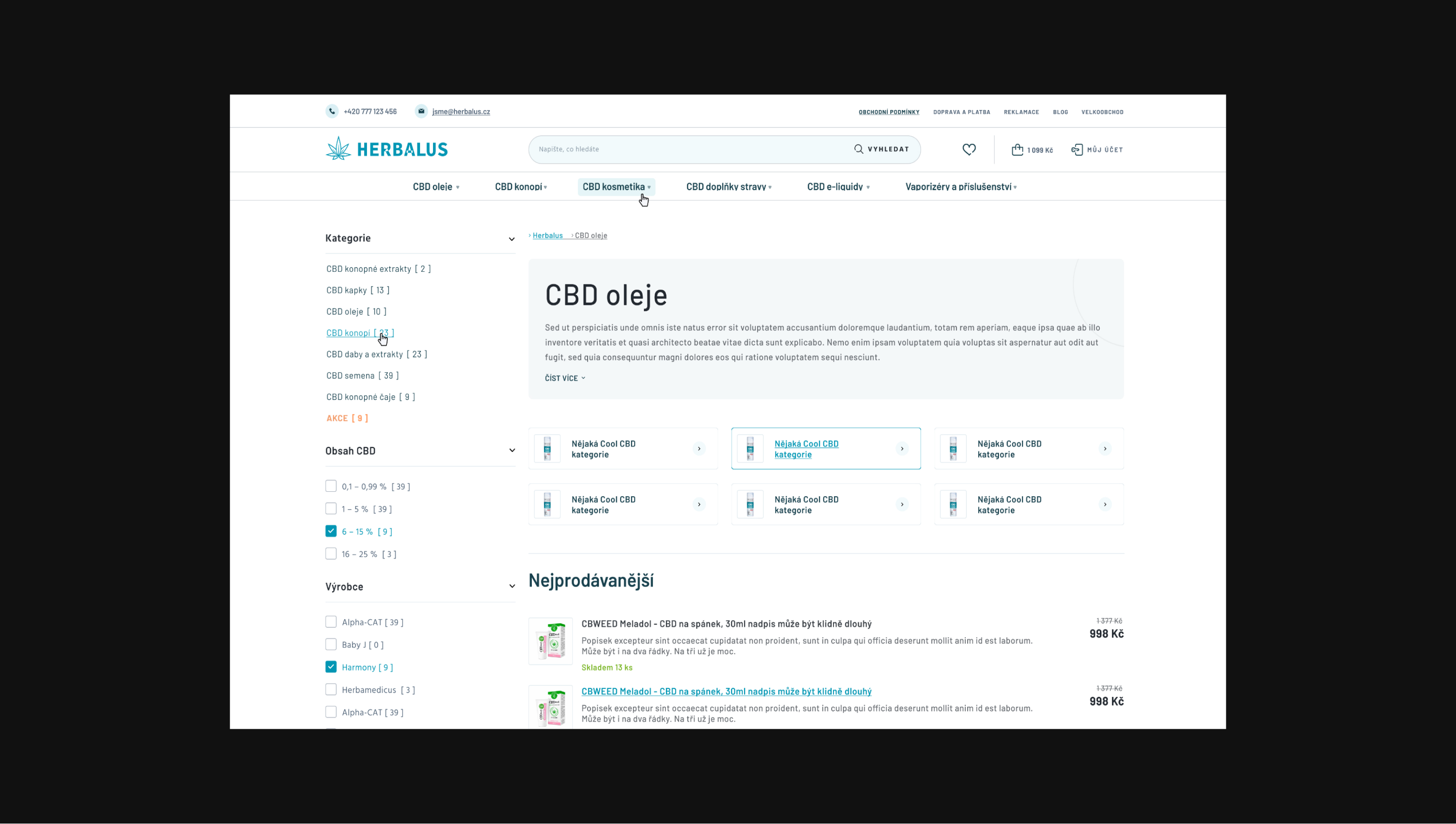 herbalus-Tvorba eshopu namíru, na zakázku, design, october cms, wordpress, woocomerce, prográmator