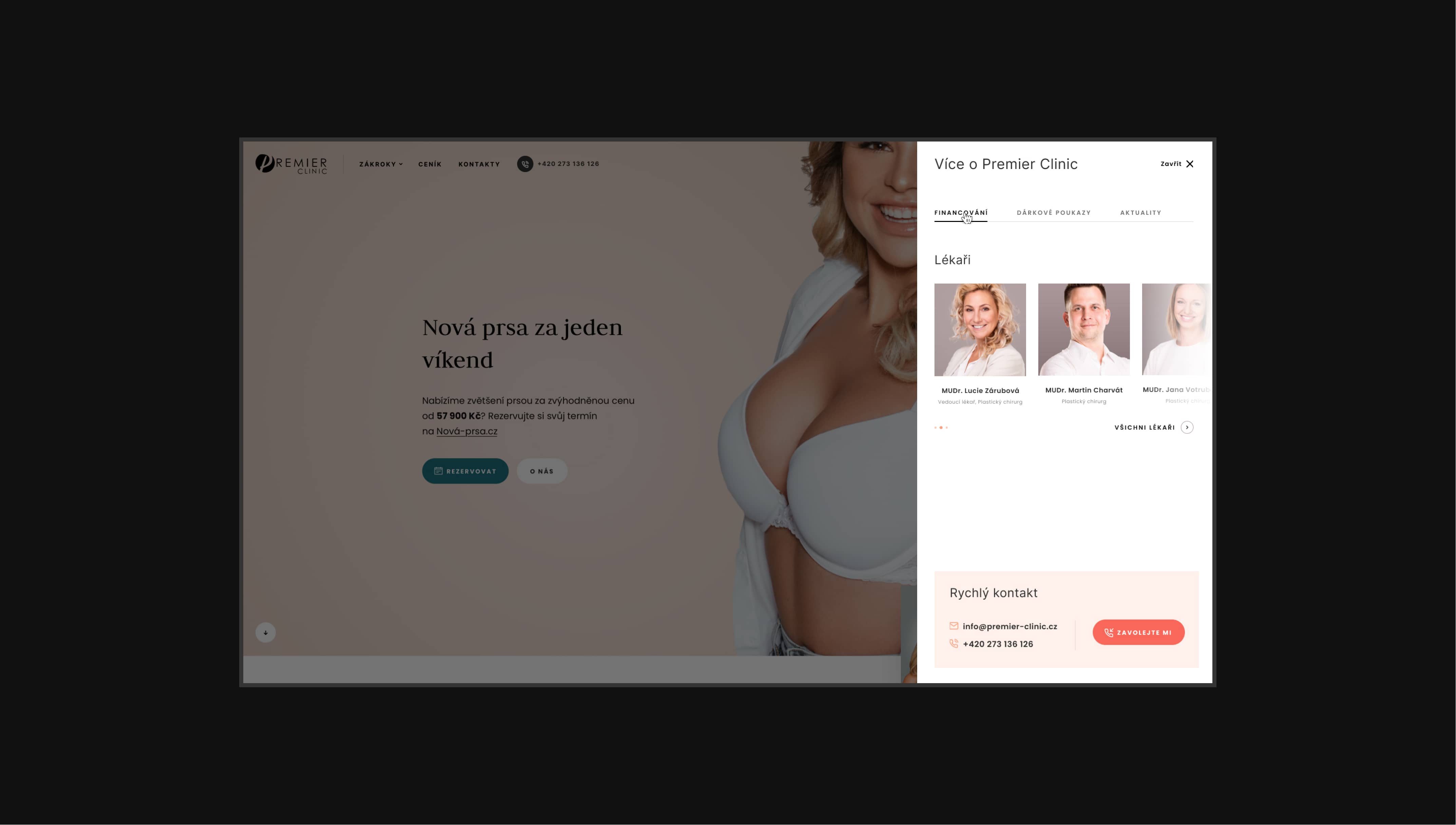 premier-clinic, šablona na míru, programátor, vývoj, ui designer